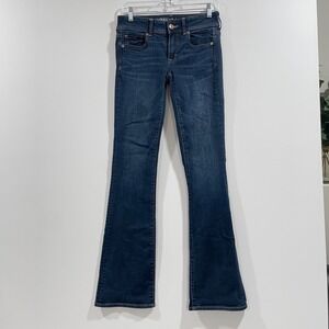 American Eagle Kick Boot Super Stretch Dark Wash Jeans Womens 2 Long 29x33 NWOT
